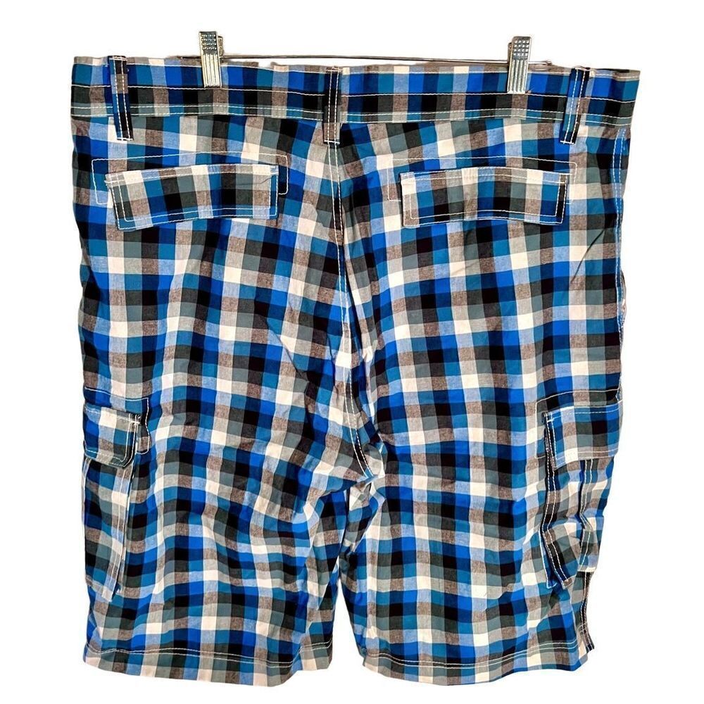 Red Snap Cargo Shorts Size 34 Men Blue Plaid Hip Hop Urban Shorts